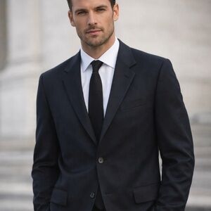 WM. H. LEISHMAN MEN'S BLACK WOOL SUIT SIZE 46L